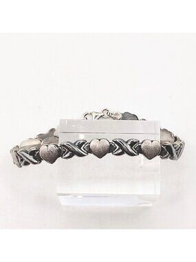 Sterling Silver Hearts and X Link Bracelet JCM 925